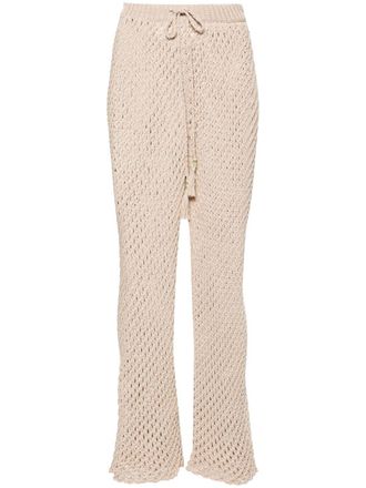 Alanui A Love Letter To India macram&eacute; trousers - women - Cotton/Acrylic - S - Neutrals