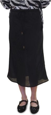 Marella Longuette Linnen Rok - Dames - Midirokken - Zwart - S - Linnen - Rokken