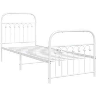 vidaXL Estructura Cama Sin Colch&oacute;n Con Estribo Metal Blanco 75x190 Cm Vidaxl