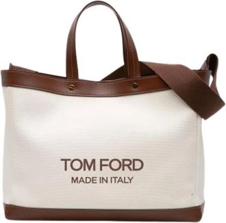 Tom Ford Pre-owned Tote Bags, female, Beige, Size: ONE SIZE Pre-owned T Screw Tote