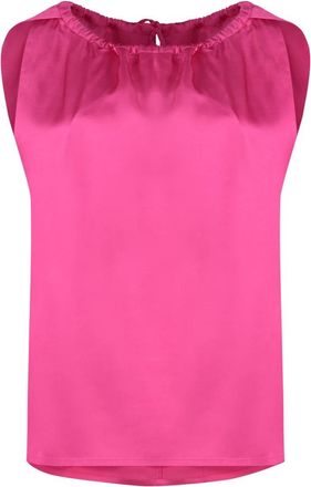 Yves Salomon Satijnen Blouse met Strikdetail in de Nek - Dames - Tops zonder mouwen - Roze - 2XS - Satijn - Tops