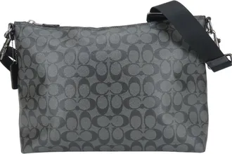 Coach Black Dark Gray Pvc Coated Canvas Leather Shoulder Bag (Pre-Owned)
