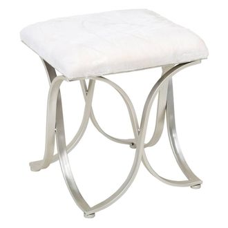 Wanderlust Deco Wanderlust Deco - Banqueta De Metal Plateado Tapizada 41x41x47