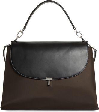 Toteme T-Lock Mixed Media Satchel in Brown at Nordstrom