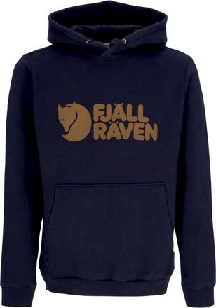 Fj&auml;llr&auml;ven Donkerblauwe Logo Hoodie Pluche Sweatshirt - Heren - Hoodies - Blauw - S - Katoen - Hoodies & sweatvesten