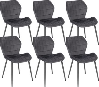 Woltu Woltu 6x Sedie Ergonomica Da Pranzo. Sedia Nordica. Sedia Da Cucina In Velluto. Seduta Imbottita. Per Camera Da Letto. Salotto. Grigio Scuro. Gambe In