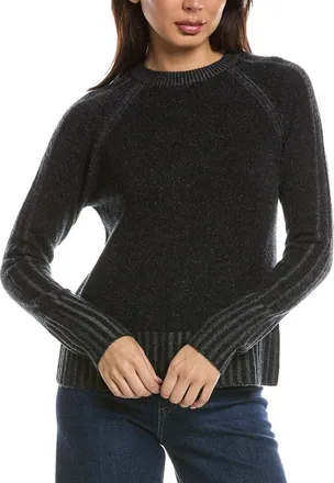 Fort&eacute; Cashmere Plaited Rib Trim Crewneck Cashmere Sweater