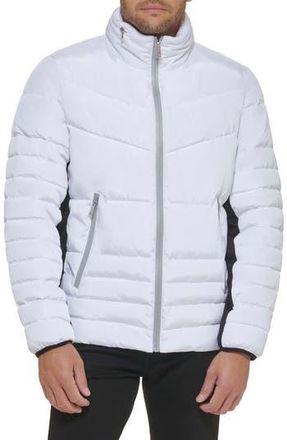 Kenneth Cole Faux Memory Full Zip Mixed Quilted Puffer Jacket in White at Nordstrom Rack, Size Xx-Large