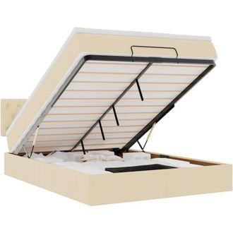 vidaXL Cama Otomana Con Colch&oacute;n De Tela Color Crema 140x200 Cm Vidaxl