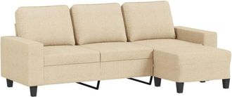 vidaXL Vidaxl - Sof&aacute; De 3 Plazas Con Taburete De Tela Crema 180 Cm