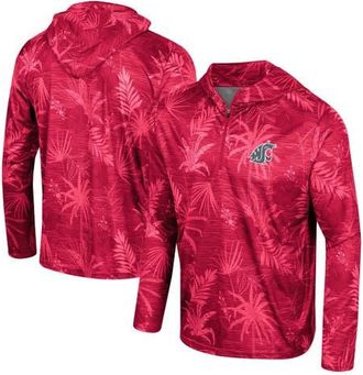 Colosseum Mens Colosseum Crimson Washington State Cougars Palms Printed Lightweight Quarter-Zip Hooded Top at Nordstrom, Size X-Large