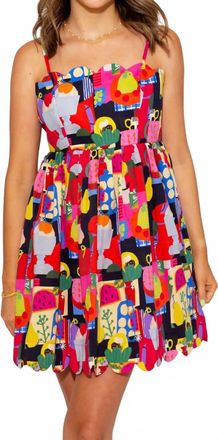 Entro Color Pop Abstract Scallop Mini Dress In Multicolor