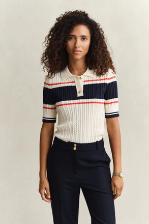 GANT Women Cotton Short Sleeve Rugger (XXL) CREAM