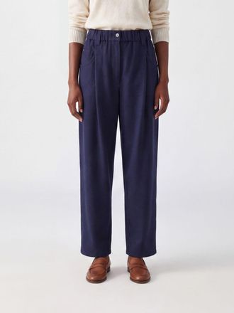 Brunello Cucinelli Pantaloni straight a vita alta in misto lana con passanti