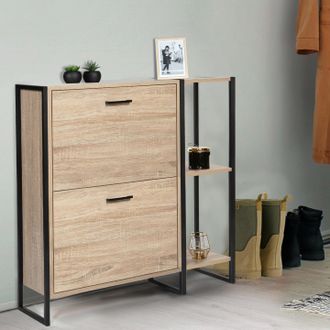 IDMarket Idmarket - Mueble Zapatero Luis De 2 Puertas Con Estante De Dise&ntilde;o Industrial