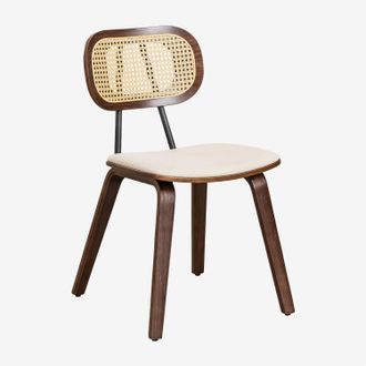 Sklum Sklum - Pack De 4 Sillas De Comedor En Madera Y Rat&aacute;n Kaylia