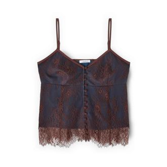 Motivi Top de encaje con camisola interior y dobladillo festoneado - Tops - Mujer - Azul - 2XS