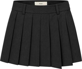 Dunst Pliss&eacute; Pinstripe Minirok - Dames - Korte rokken - Zwart - M - Polyester - Rokken