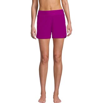 Lands End 3 Quick Dry Elastic Waist Board Shorts Swim Cover-up Shorts with Panty in Crimson Rose at Nordstrom, Size 16