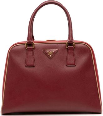Prada Borsa a mano Lux Pyramid in pelle Saffiano con telaio e manico 2000-2025 - Rosso