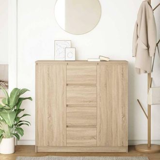 Berkfield Home Sideboard with Drawers Sonoma Oak 100.5x35x98.5 cm Engineered Wood in Light Tan