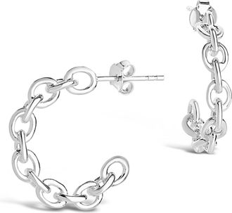 Sterling Forever Sterling Silver Delicate Chain Hoop Earrings