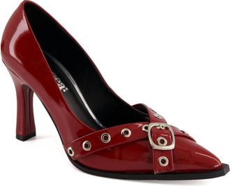 Andrea Womens Stilettos With Double Strap Ornament Pumps In Red