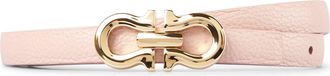 Ferragamo Textured Leather Belt with Interlocking Gold-tone Buckle