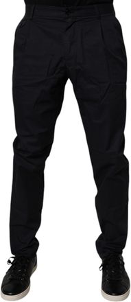 Dolce & Gabbana Dark Blue Cotton Tapered Formal Mens Pants (Pre-Owned)