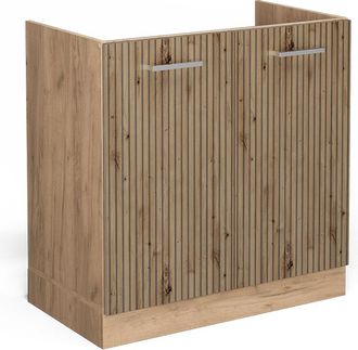 Vicco Armario Bajo Para Fregadero R-line, Roble Artesanal, 80 Cm Sin Encimera