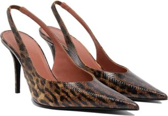 Amina Muaddi Anok Sling 90 - Dames - Pumps - Bruin - 36 EU - Leer - Schoenen