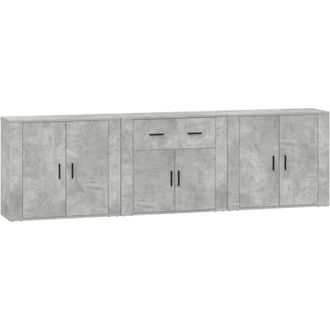 vidaXL Aparadores 3 Piezas Madera Contrachapada Gris Hormig&oacute;n Vidaxl