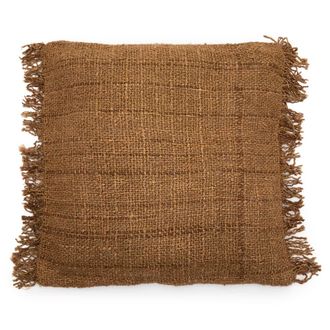 Bazar Bizar Funda de coj&iacute;n de algod&oacute;n en marr&oacute;n 60x60x10 cm