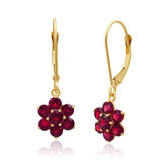 MAX + STONE Solid 14K Yellow or White Gold Gemstone Flower Shape Dangle Earrings