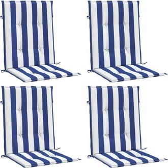 vidaXL Cojines Silla De Respaldo Bajo 4 Uds Tela A Rayas Azul Y Blanco Vidaxl
