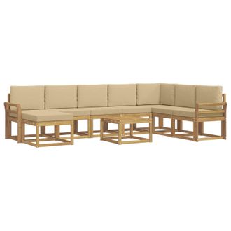 vidaXL Conjunto De Sof&aacute;s De Exterior Con Coj&iacute;n 9 Pcs Y Beige Vidaxl