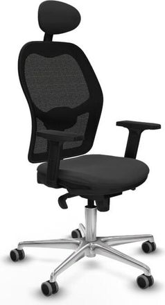 Piqueras y Crespo Piqueras Y Crespo - Jorquera Sincro Malla Negra Similpiel Gris Oscuro Brazos 2d Base Aluminio Cabecero Fijo Ruedas 65mm Engomada