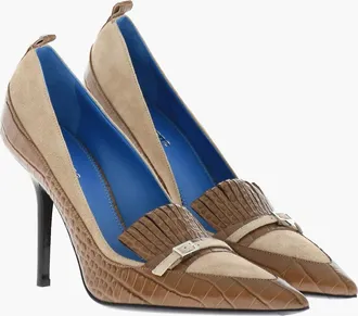 Dsquared2 Croc-Effect Leather Pumps GRANNYS BUNCH with Suede Trims 10cm Heel Dsquared2