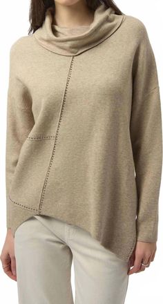 Joseph Ribkoff Asymmetrical Knit Pullover Sweater In Oatmeal