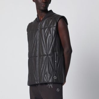 Rick Owens Gilet con zip marrone in ecopelle