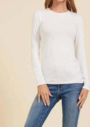 Majestic Filatures Soft Touch Long Sleeve Crew Neck Tee In Blanc