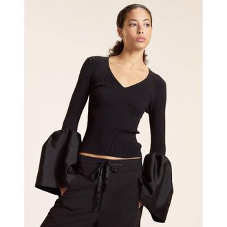 Cynthia Rowley Silk Wool Knit Combo Top