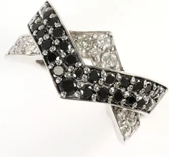 C&A Black White Gold White Gold (18K) Band Ring (Pre-Owned)