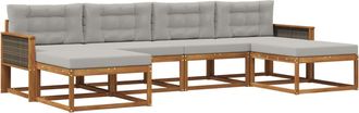 vidaXL Conjunto De Sof&aacute;s De Exterior 6 Uds. Natural Y Gris Claro Vidaxl