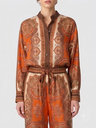 Zimmermann Mahon Ethnic Print Pure Silk Shirt with Classic Collar