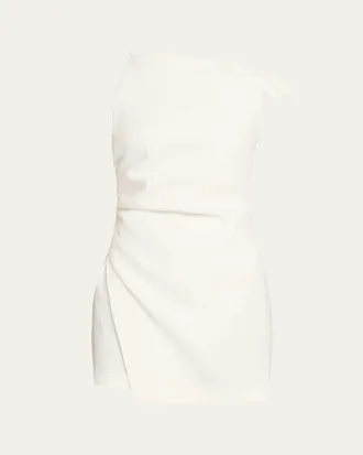 A.L.C. Leia Asymmetric One-Shoulder Linen-Blend Mini Dress