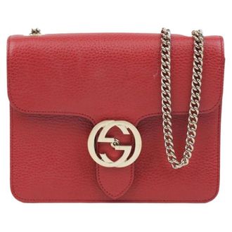 Gucci Pre-owned Cross Body Bags, female, Red, Size: ONE SIZE Pre-owned Interlocking Chain Shoulder Crossbody Bag