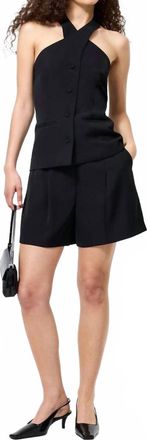 French Connection Harry Suiting Criss Cross Top In Black