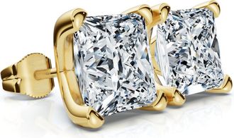 Pompeii3 Certified 4Ct Princess Cut Martini Studs 14k Gold Lab Grown