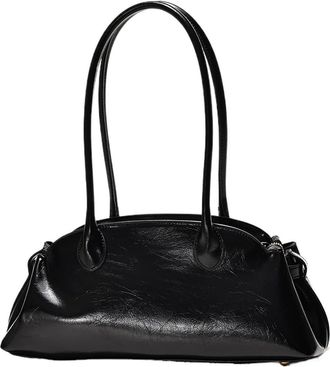 Generic Womens Underarm Commuter Shoulder Bag Style PU Material Medium Size Shell Shape Zipper Opening(Black)